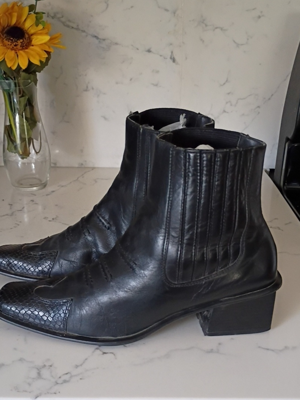 Harley Davidson Motorcycle Women's Black Leather Chelsea Ankle Boots